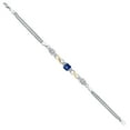 thumbnail image 3 of Gem Stone King 925 Silver and 10K Yellow Gold Blue Created Sapphire and Lab Grown Diamond Bracelet for Women | 2.52 Cttw | Gemstone September Birthstone | Cushion 6MM | 7 inches | Made in Italy, 3 of 5