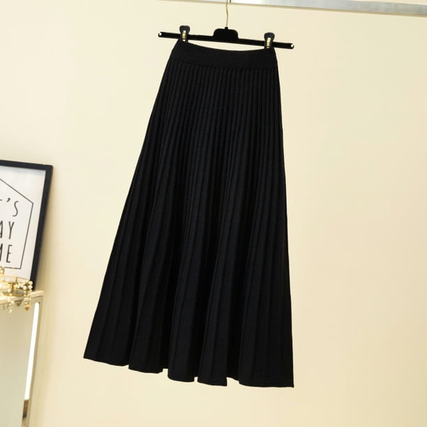 2024 diseñador de marca mujer Otoño Invierno grueso elegante plisado liso Falda de cintura alta moda de lujo con elástico femenino