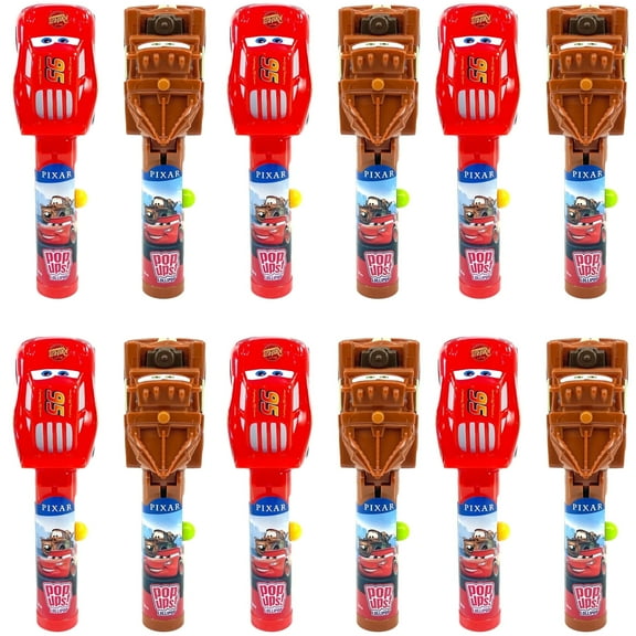 Cars Lollipop Holder 12 Count,Collectable Cars Lollipop Case | Party Favors for Halloween, Goodie Bags, Piñata Candy, Game Prizes | Bulk Set of 12 | Lollipops Included