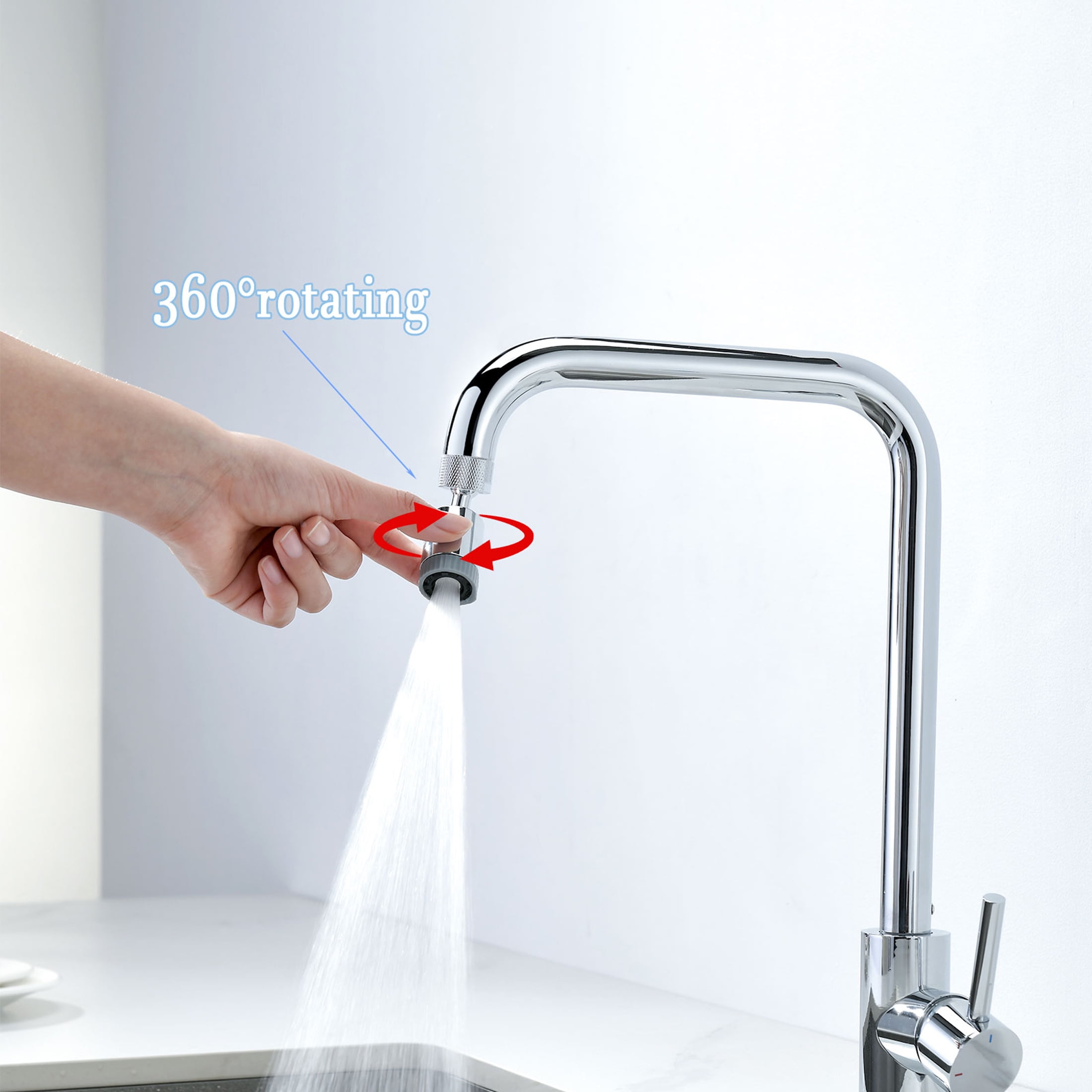 Swivel Sink Faucet Extender With 3 Axis Rotation - Foldable Splash Filter Aerator