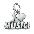 thumbnail image 1 of Sterling Silver 20" Unisex 1.5mm Box Chain I LOVE MUSIC Pendant Necklace, 1 of 2