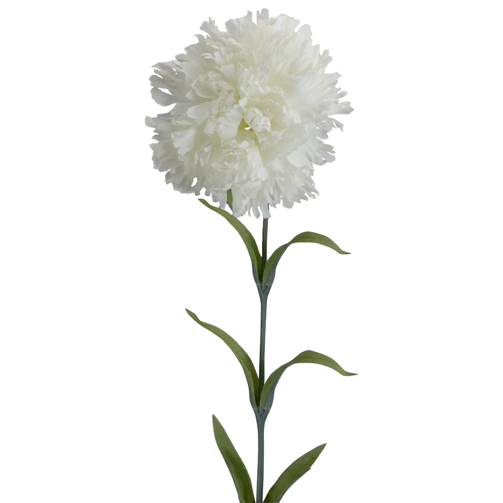 Single Carnation Artificial Floral Stem Spray - 24" - White