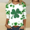 thumbnail image 1 of Meichang Hauts pour Femmes Tendance Manches 3/4 en Liquidation, T-Shirts Jour de la Saint-Patrick Trèfle Porte-Bonheur Graphique T-Shirts Col Rond Décontracté Vacances T-Shirts Jour de la Saint-Patrick, 1 of 3