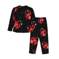 thumbnail image 2 of Wukai Beautiful Red Ladybug Print Women's Pajama Set - Soft Long Sleeve Sleepwear for Comfort and Style-X-Large, 2 of 9