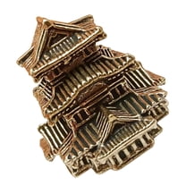 FRCOLOR Brass Pavilion Statue Vintage Pagoda Decor For Home And Office Miniature Zen Garden Figurine Detailed Asian Fairy Garden Ornament Suitable For Living Room And Aquarium Decoration