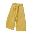 thumbnail image 4 of CQONEPT Girls' Cotton Pant with Pockets Wide Leg Baggy Fashion Pant Elastic Waist Solid Comfy School Trousers 2-14 Years Yellow 4-5 Years, 4 of 6
