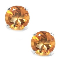 Gem Stone King 1.70 Ct Yellow Citrine Stud Earrings for Women Men in 925 Sterling Silver 6mm