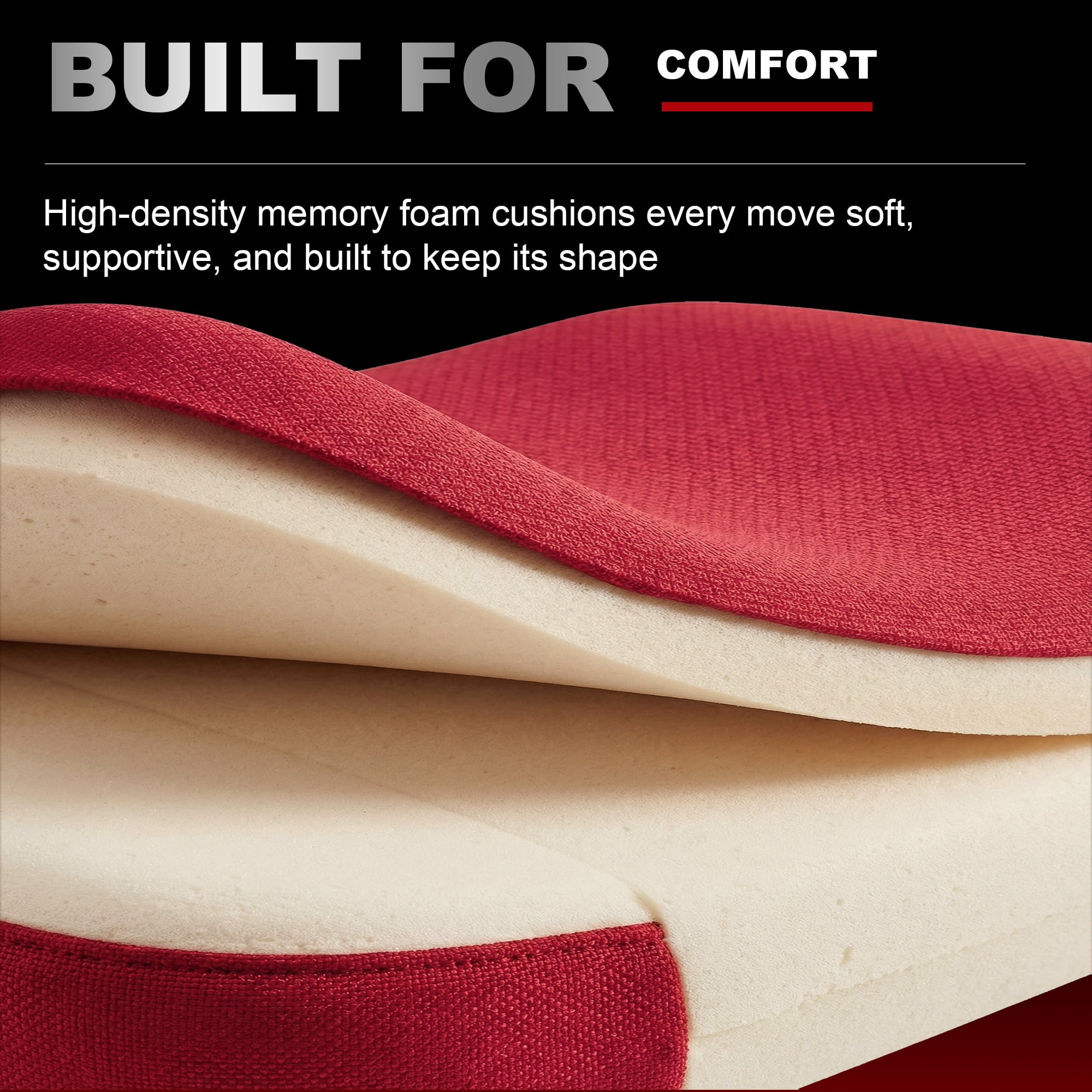 JONPONY Gaming Chair,400LBS Fabric Gamer Chair with footrest for Adults, High Back Ergonomic Computer Game Chair with Adjustable Headrest and Lumbar Support,Red