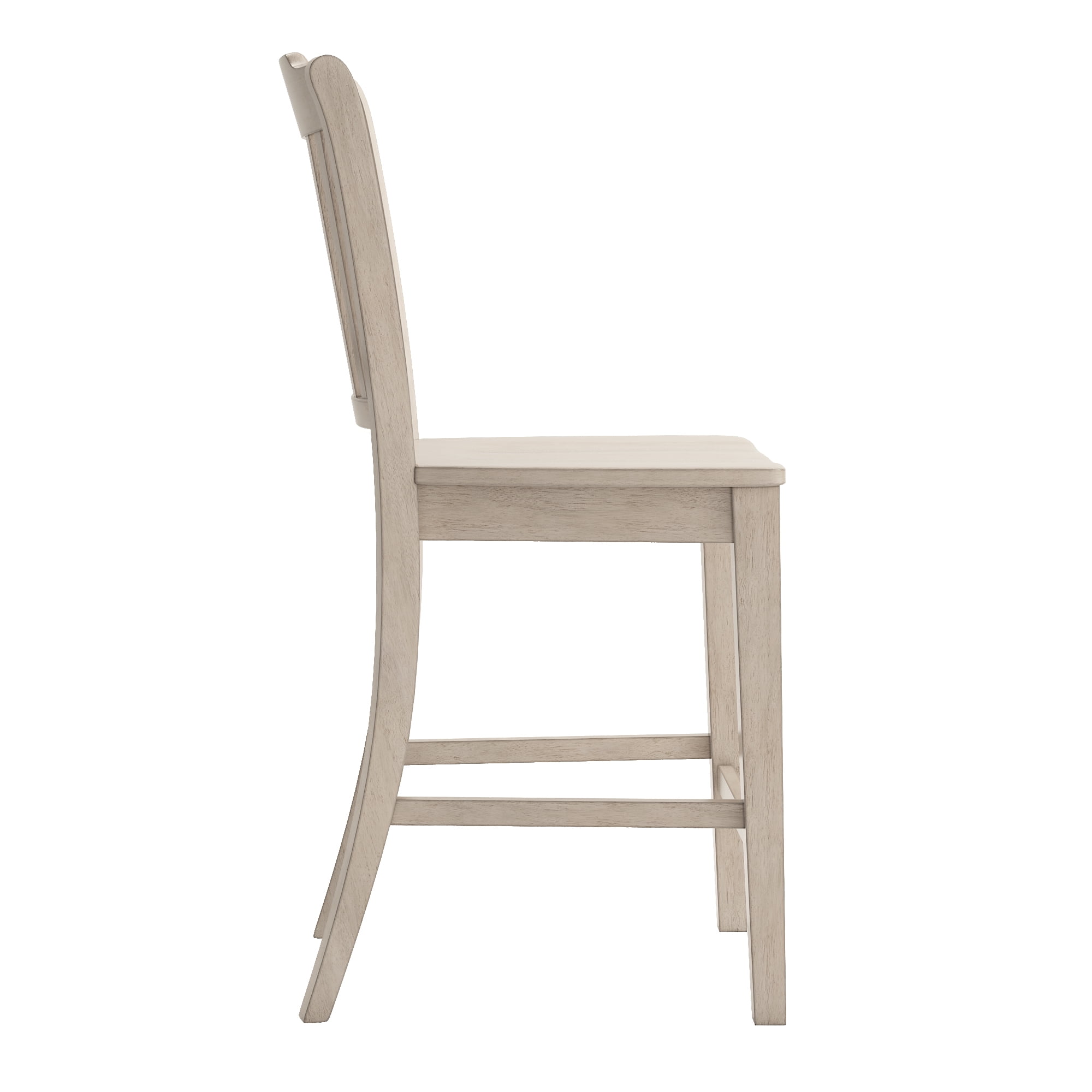 Weston Home Farmhouse Vintage Slat Back Solid Wood Counter Height Chair, Set of 2, Antique White