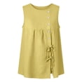 thumbnail image 3 of Dvprdro Womens Round Neck Tie Front Tank Top Linen Sleeveless Loose Fit Solid Summer Casual Tops, 3 of 7