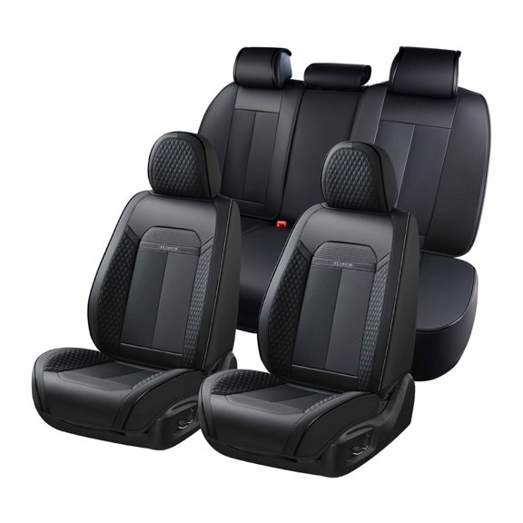 FLORICH Car Seat Covers, 5 Seats Breathable&Waterproof Faux Leather Seat Protectors, Automotive Interior Accessories Universal Fit Most Cars, Black
