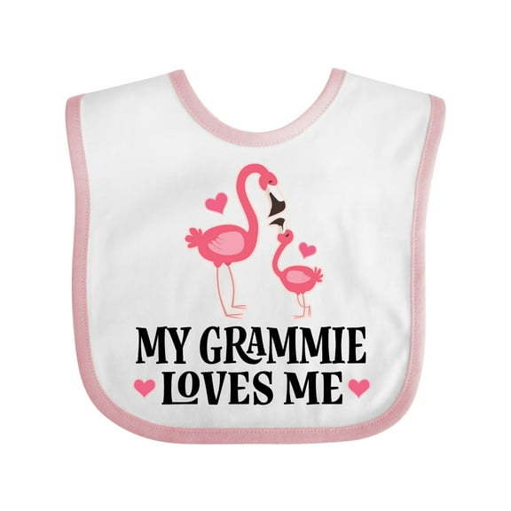 Inktastic Grammie Loves Me Girl Flamingo Girls Baby Bib