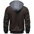thumbnail image 2 of KVE Men's Faux Leather Jacket Waterproof Motorcycle Bomber Jacket Vintage PU Moto Biker Coat Coffee Large, 2 of 9