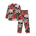 thumbnail image 2 of Bingfone Men'S Pajama Set 2 Piece Loungewear Pjs, Long Sleeve With Pajama Pants-Skull And Roses, 2 of 9