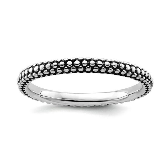 2.5mm 925 Sterling Silver Polished Patterned Oxidized Stackable Antiqued Ring Size 7 Stackable Ring for Women