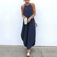 thumbnail image 2 of Ashirexll Dresses for Women Loose Plus Size Denim Sleeveless Solid Color Vest Long Dress Womens Dresses Dark Blue XXL, 2 of 7