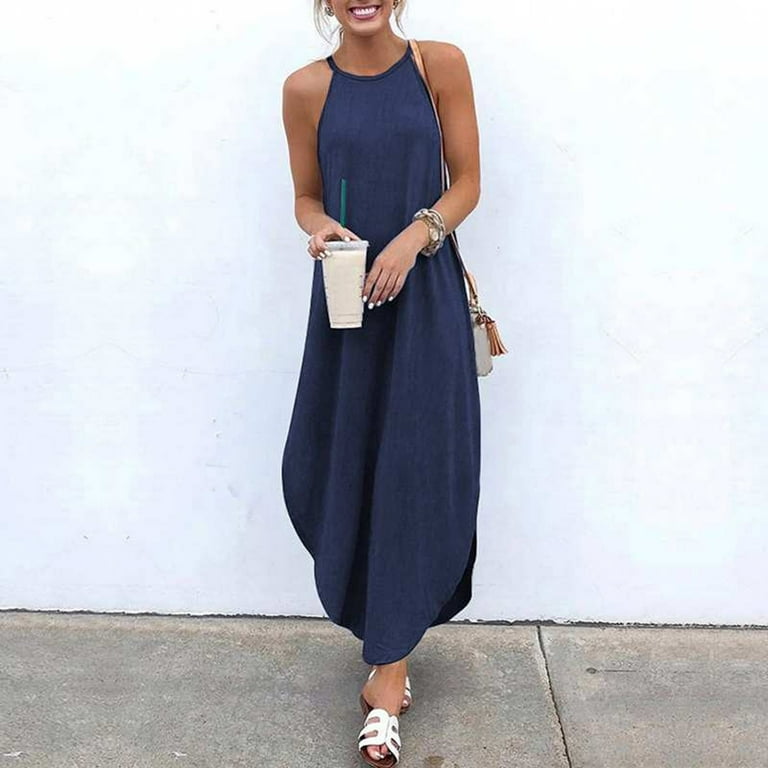Olyvenn Women's Summer Plus Size Long Denim Halter Dress 2023 Backless Sleeveless Slip Cocktail Dress Comfy Solid Sundress Halter Sling Babydoll Relaxed Loose Casual Beach Smocked Party Dark Blue 4 - Walmart.com Olyvenn Women's Summer Plus Size Long Denim Halter Dress 2023 Backless Sleeveless Slip Cocktail Dress Comfy Solid Sundress Halter Sling Babydoll Relaxed Loose Casual Beach Smocked Party Dark Blue 4 - Walmart.com
