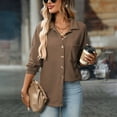 thumbnail image 2 of Stichou Womens Boyfriend Shirts Casual Long Sleeve Button Down Oversized Waffle Knit Shacket Jacket Coffee 2XL, 2 of 6