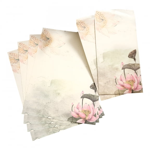 CCOCC Retro Envelopes Lovely Stationery Writing Paper Special Design Chinese Style Stationery Writing Letter Paper Unique Designs 4 Stationary Paper and 2 Envelopes Set