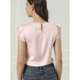 thumbnail image 2 of INSPIRE CHIC Women's Cut Out Keyhole Back Straight Solid Pleated Cap Sleeve Blouse, 2 of 6