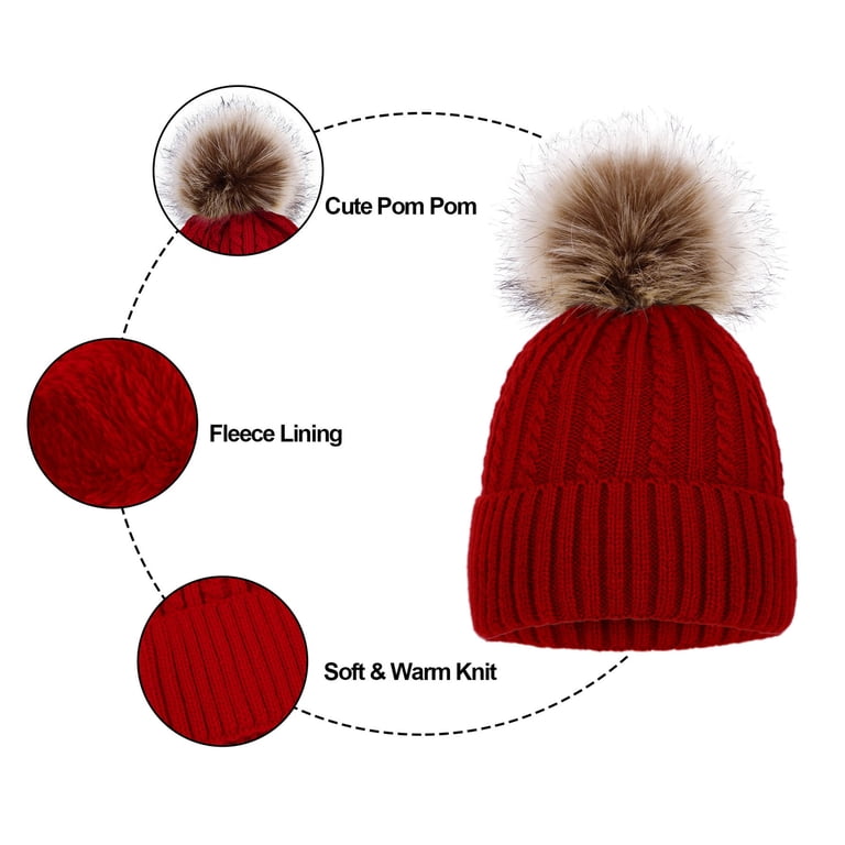 Beanie Hat Winter Warm Knit Hats for Women Fleece Lined 