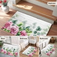 thumbnail image 5 of 2x3 Ft Entryway Area Rug, Spring Pink Roses Kitchen Rug Runner Washable Floor Mat, Pastoral Eucalyptus Leaves Gray Wooden Non Slip Indoor Door Mat Throw Carpet for Bathroom Living Room Bedroom, 5 of 8