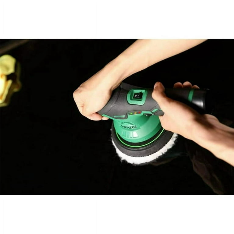 AUTIWOZ Cordless Car Polisher Buffer 6 inch Dual Action Waxer Sander Pads  Kit with Battery for Boat ,Green