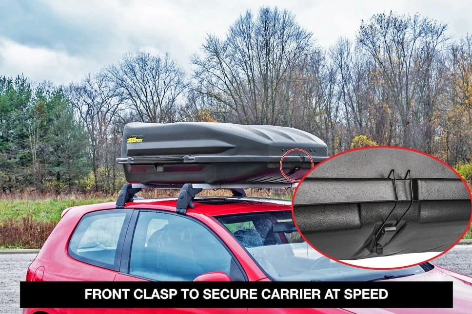JEGS 18 Cubic ft. Rooftop Cargo Carrier, Heavy-Duty Weatherproof Lockable Hard Shell Storage w/110 lb. Carrying Capacity
