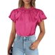 thumbnail image 1 of Blusa de Mujer PRETTYGARDEN Satín con Volantes Manga Corta M, 1 of 6