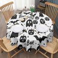 thumbnail image 3 of Happy Halloween Round Tablecloth Waterproof Spillproof Round Table Covers Pumpkin Spooky Table Cloths for Dining Kitchen Restaurant Birthday (60x60 inches), 3 of 6