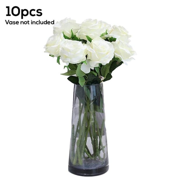 Simulación de flor de rosa artificial, decoración floral, oficina en casa, tela de boda, flor falsa, blanco 10 Piezas kenally HA8916-05B