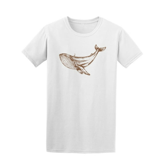 Smartprints Mens Graphic Tee - Blue Whale Sketch Art - Regular Fit 100% Cotton