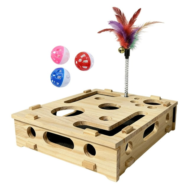 Caja interactiva para gatos, rompecabezas, juguete para hacer ejercicio en interiores, resistente, práctico, fácil de limpiar, caja de rompecabezas Sin lima de uñas