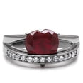 thumbnail image 3 of High polished (no plating) Stainless Steel Ring with AAA Grade CZ in Ruby for Women Ruby Stone Color Style TK089 Size 7, 3 of 5