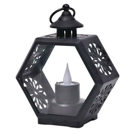 

Kezqiaxn Decorative Lights Clearance LED Hexagon Wind Lamp Electronic Candle Light Christmas Halloween Party Decoration Candle Without Smo-Ke Black