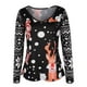 thumbnail image 2 of Camiseta navideña de manga larga con estampado colorido, holgada, informal, con cuello en V, camisa navideña para mujer para regalo navideño, negro L, 2 of 6