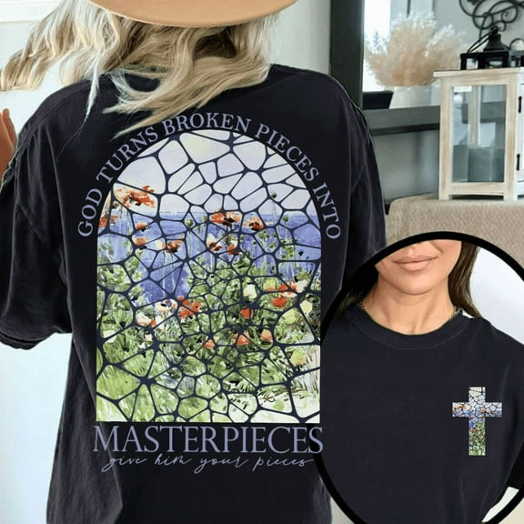 Broken Pieces Tee Christian T-Shirt Top Short sleeves Soft Cotton Comfort Fit Colors Black Sizes S-5XL