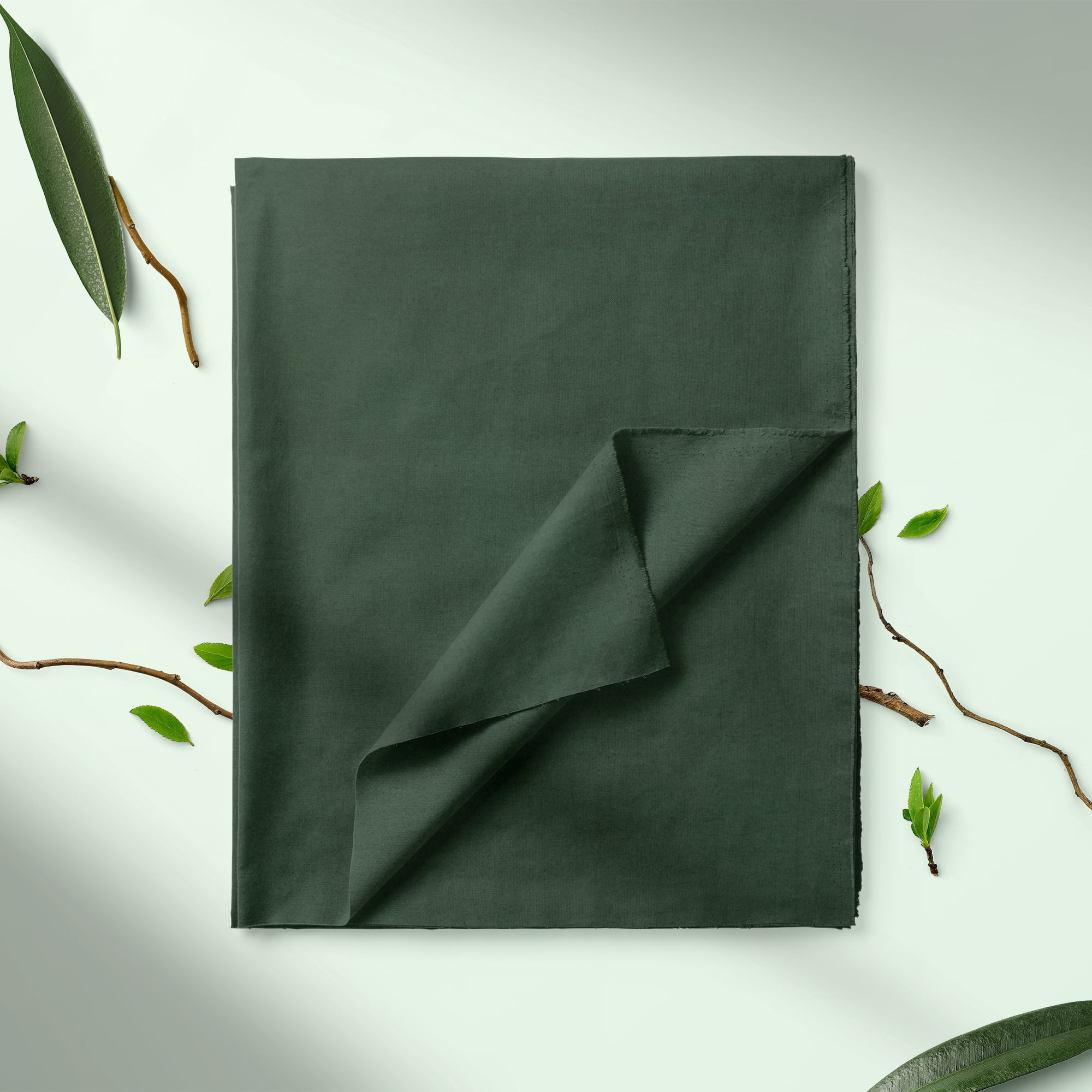 Mainstays 100% Cotton Light-weight Flannel Precut Fabric, 1.5 Yards, 42 in Wide, Solid Forest Green