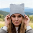 thumbnail image 2 of Landzoo One Winter Knitted With Cat Ears Soft Blend Thermal Ear Hat For Outdoor Cold Weather Cozy Stylish Basic Bomber Hats, 2 of 4