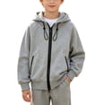 thumbnail image 2 of Big Boys Hoodies Size 3-15Y Fleece Sweatshirts 100%Cotton Classic Athetic Pullover & Zip-Up Sweatshirts Youth Clothes Gray, 2 of 6