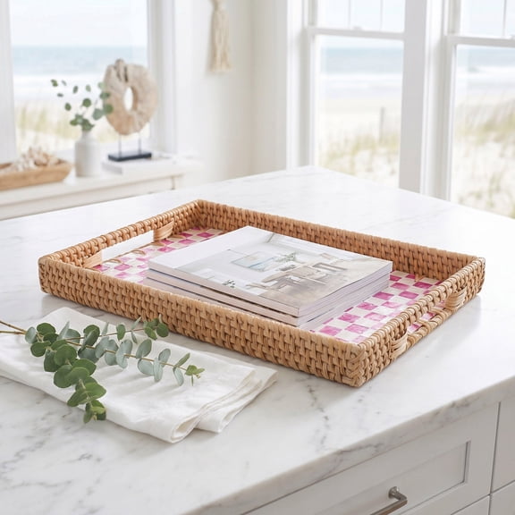BESTYASH Woven Letter Tray Desk Organizer with Rattan Design for Paperwork Storage in Home and Office