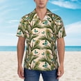 thumbnail image 2 of Pofeuu Butterflies And Peacock Feathers Print Hawaiian Shirt for Men Sleeves Casual Button Down Summer Beach Dress Shirts T-Shirts,XX-Large, 2 of 7
