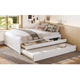 thumbnail image 3 of Bellemave Full Size Platform Bed with Storage Drawers, Wood Full Bed with Trundle, Full Daybed with Drawers for Teens, Adults, White, 3 of 10