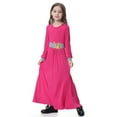thumbnail image 6 of REDARER Girls Abaya Dress with Contrast Trim & Embellished Belt Black Long Robe Arabic Style Casual Dress for Kids,13-15 Years, 6 of 9