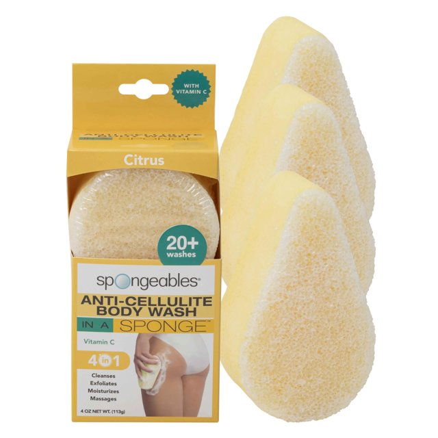 Spongeables Gel De Baño Anticelulítico En Una Esponja De Lavado 20 Cítricos, 3 Unidades
