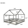 Double House Beds, Montessori Bed Size Floor Bed with Rails and Roof