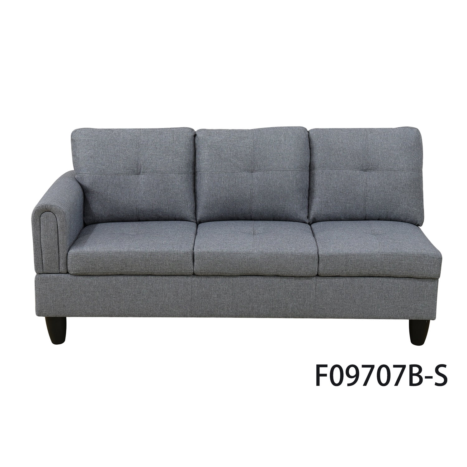 Hommoo Linen Living Room Furniture Sets, 4-Seat Couches and Sofa Set, L Shaped Couch Set Sectional Sofa Set for Home, Apartment, Dorm, Grey(No Ottoman)