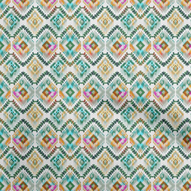 oneOone Tissu Velours Vert Foncé Ikat Matériel de Robe Tissu Imprimé Tissu au Mètre 58 Pouces de Large