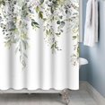 thumbnail image 5 of Sage Green Eucalyptus Shower Curtain, Watercolor Flowering Plants, Mildew and Water Resistant Washable Shower Curtain (180 x 180cm), 5 of 5