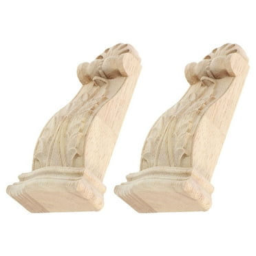 Masteelf European Style Carved Wooden Corbel for Home Decor with Fine Wood Carving and Solid Wood Material Beige Color